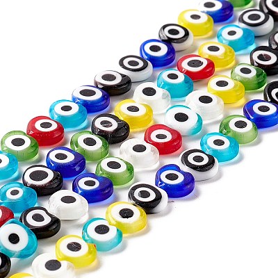 Handmade Evil Eye Lampwork Beads Strands LAMP-F023-B-1
