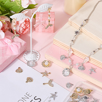 32Pcs 8 Styles Alloy Rhinestone Pendants FIND-SC0016-46-1