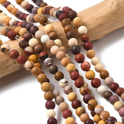 Frosted Round Natural Mookaite Beads Strands G-N0166-65-6mm-1