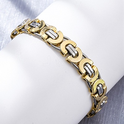 304 Stainless Steel Byzantine Chain Bracelets for Women Men BJEW-R018-22GP-02-1