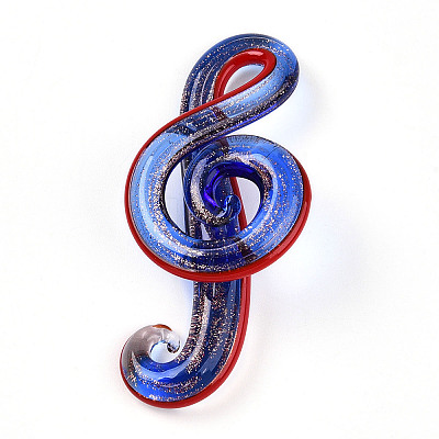 Handmade Gold Sand Lampwork Big Pendants LAMP-T023-08B-1