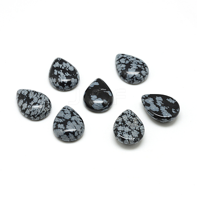 Natural Snowflake Obsidian Gemstone Cabochons G-T024-10x14mm-02-1