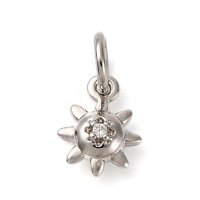 Brass Micro Pave Cubic Zirconia Sun Charms KK-P308-66P-1