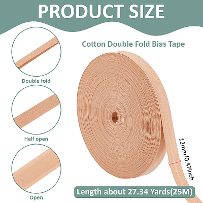25M Cotton Double Fold Bias Tape OCOR-WH0070-163C-1