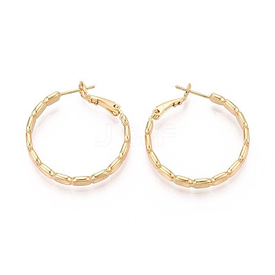 Oval Brass Hoop Earrings EJEW-T047-97G-1