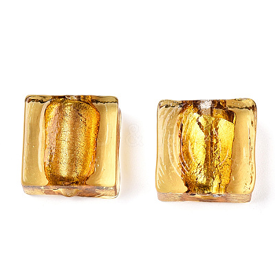 Handmade Silver Foil Lampwork Beads FOIL-S006-12x12mm-07-1