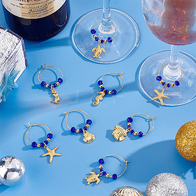 24Pcs 6 Styles Alloy Wine Glass Charms AJEW-GO00014-1