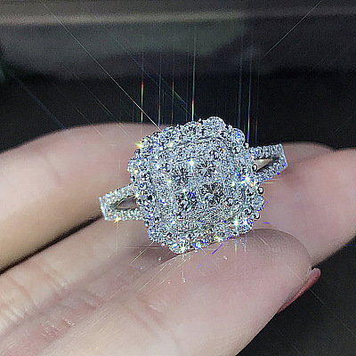 Brass Micro Pave Cubic Zirconia Finger Rings for Women FS-WG4C4EA-08-1