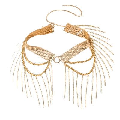 Alloy Crystal Rhinestone Layered Tassel Waist Belly Chains for Women FS-WGA9AD1-02-1