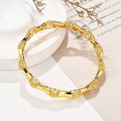 Brass Bangles for Women BJEW-D313-04G-1