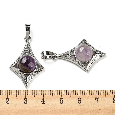 Natural Amethyst Pendants G-P517-03P-03-1