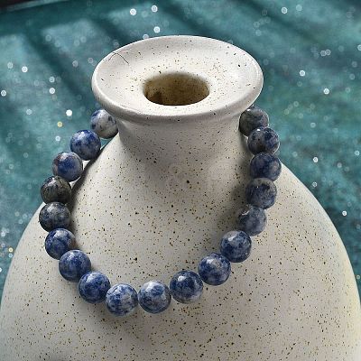 Natural Blue Spot Jasper Beaded Stretch Bracelets BJEW-Q692-35-8mm-1