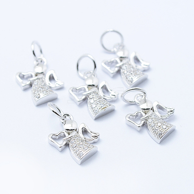 Brass Micro Pave Cubic Zirconia Charms X-KK-P133-03P-NR-1