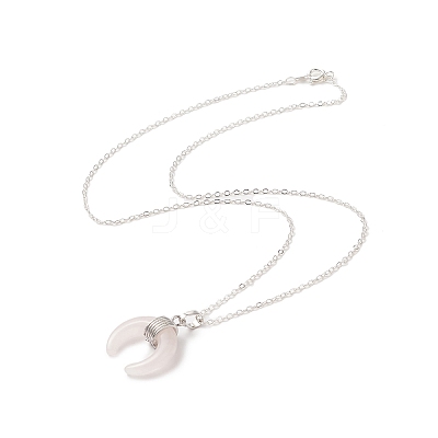 Natural Rose Quartz Geometric Pendant Necklace NJEW-JN04239-06-1