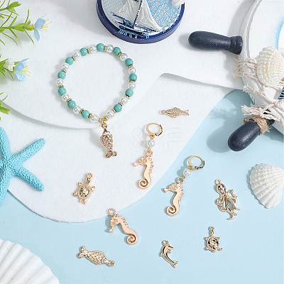 7 Styles Light Gold Marine animal Alloy Pendants FIND-SC0012-79-1