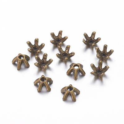 5-Petal Tibetan Style Alloy Bead Caps MLF0663Y-NF-01-1