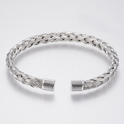Tarnish Resistant 304 Stainless Steel Cuff Bangles Torque Bangles BJEW-H570-27P-1