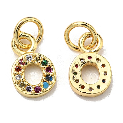 Brass Micro Pave Colorful Cubic Zirconia Charms ZIRC-F092-01-O-1