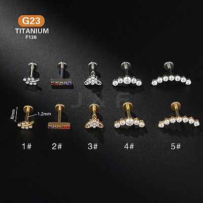 G23 Titanium Micro Pave Clear Cubic Zirconia Internally Threaded Labrets WG2497D-01-1