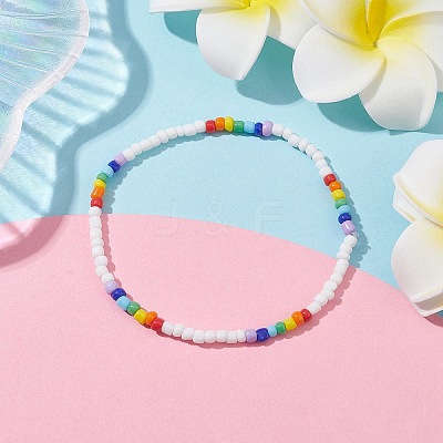 Glass Seed Beaded Stretch Bracelets BJEW-JB09975-01-1