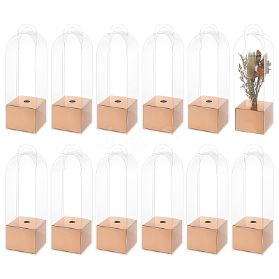 12Pcs Plastic & Paper Single Flower Storage Boxes CON-BC0007-98-1