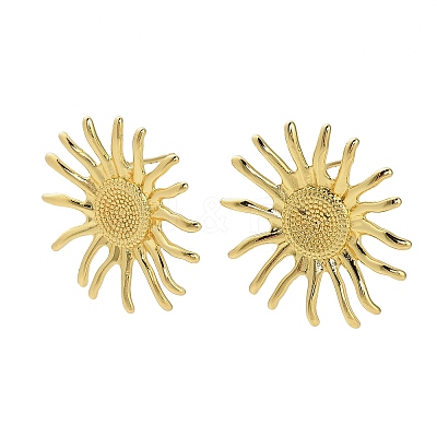Sun Brass Stud Earrings EJEW-Z145-01G-1