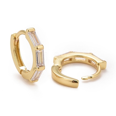 Clear Cubic Zirconia Rectangle Hoop Earrings EJEW-I265-08G-1