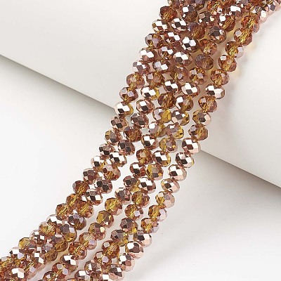 Electroplate Transparent Glass Beads Strands EGLA-A034-T3mm-N07-1