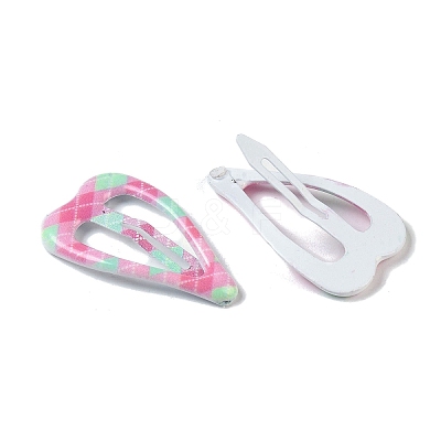10Pcs 5 Colors Tartan Pattern Epoxy Resin Snap Hair Clip PHAR-P009-01E-1