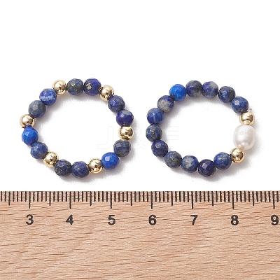15Pcs 5 Colour Natural Gemstone & Cultured Freshwater Pearl Cuff Rings RJEW-JR01024-1