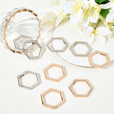 10Pcs 2 Colors Zinc Alloy Spring Gate Rings FIND-SP0004-34A-1