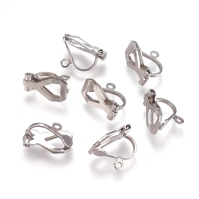 Tarnish Resistant 304 Stainless Steel Clip-on Earring Findings X-STAS-P206-02P-1