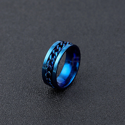 304 Stainless Steel Rotatable Chain Finger Rings for Men FS-WG60CA3-44-1