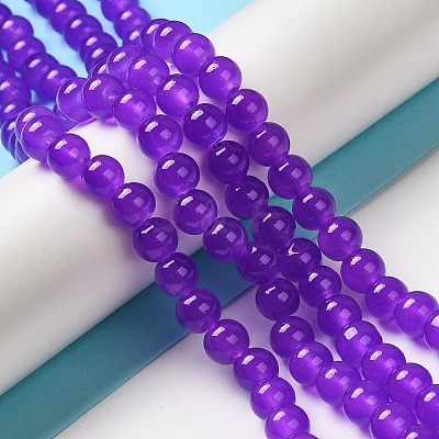 Baking Paint Imitation Jade Glass Round Bead Strands X-DGLA-Q021-8mm-27-1