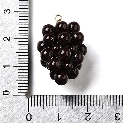 Grape Brass Acrylic Pendants OACR-R006-05G-07-1