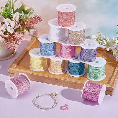 12 Rolls 12 Colors Polyester Braided Thread OCOR-PH0002-57-1