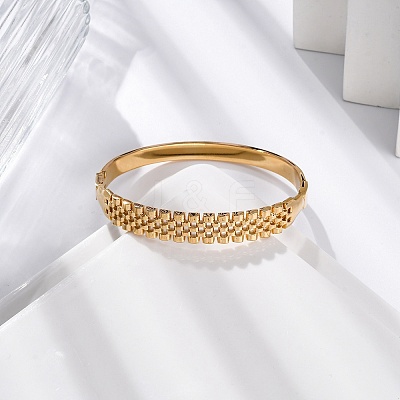 Ion Plating(IP) 304 Stainless Steel Hinged Bangles for Women STAS-Z114-08G-1