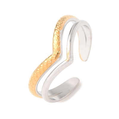 304 Stainless Steel Cuff Open Rings for Women SA-CBABC9E-05E-GP-1