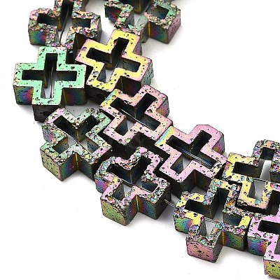 Electroplated Natural Lava Rock Beads Strands G-K388-02B-1