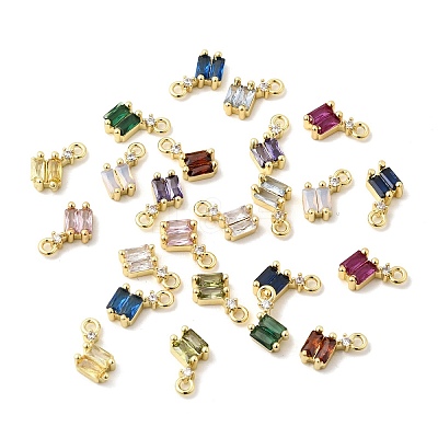 Brass Micro Pave Cubic Zirconia Charms KK-F929-02G-1
