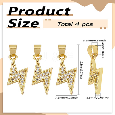 4Pcs Brass Micro Pave Cubic Zirconia Pendants ZIRC-LP0001-18G-1