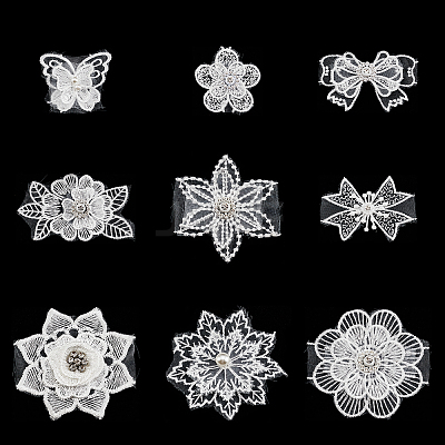 18Pcs 9 Style Lace Embroidery Costume Accessories DIY-AR0002-36-1
