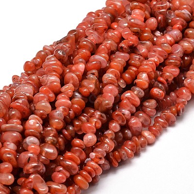 Dyed Natural Carnelian Chip Beads Strands X-G-E271-74-1