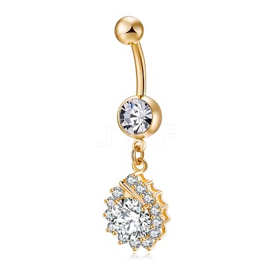 Brass Cubic Zirconia Navel Ring AJEW-EE0004-09-1