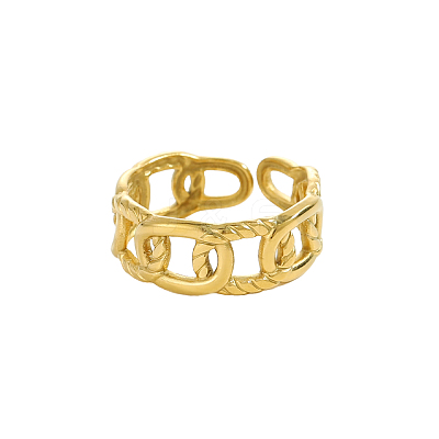 304 Stainless Steel Oval Chain Cuff Bangles for Women STAS-OY012-38G-1