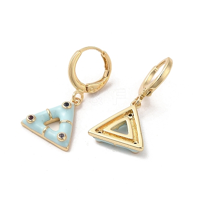 Triangle Golden Brass Dangle Leverback Earrings EJEW-L268-030G-03-1