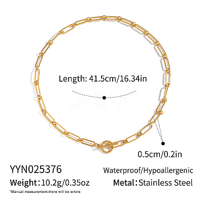 Minimalist 5mm 304 Stainless Steel Paperclip Chain OT Necklaces for Women LS-DI6233-1-1