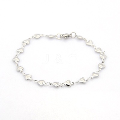 Tarnish Resistant Casual Style 304 Stainless Steel Heart Link Chain Bracelets LS-STAS-O036-05P-1