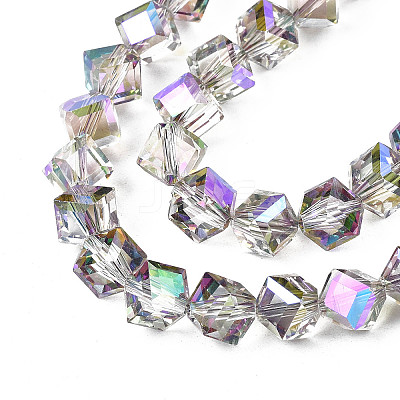 Electroplate Transparent Glass Beads Strands X-EGLA-N002-29-C01-1