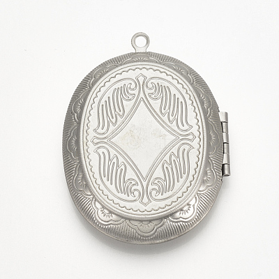 Tarnish Resistant 201 Stainless Steel locket Pendant Cabochon Settings STAS-S076-43-1